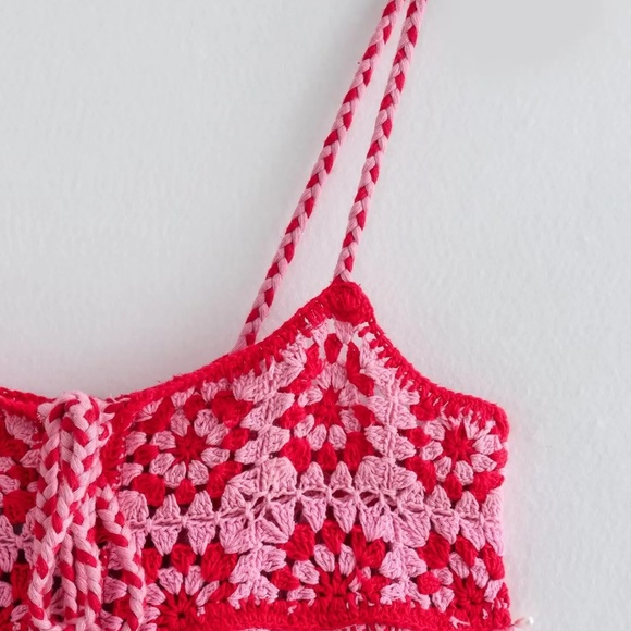 02 Boho Crochet Ruffle Hem Cami Midi Dress - Picture 14 of 16